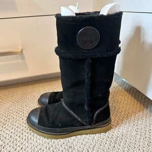 Tory Burch Nadine Mid Shaft Shearling Lined Black Women’s Boots - Size